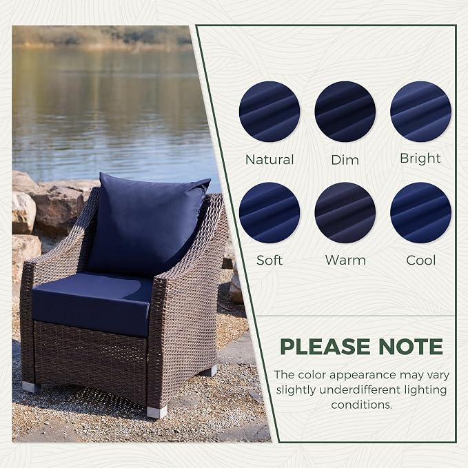 Outdoor Cushions for Patio Furniture, Outdoor Seat Cushion Set 24 x 24 x 4 Inch, Waterproof & Fade Resistant Outdoor Chair Cushions, Deep Seat Patio Cushion with Removable Cover, Navy Blue - Image 7