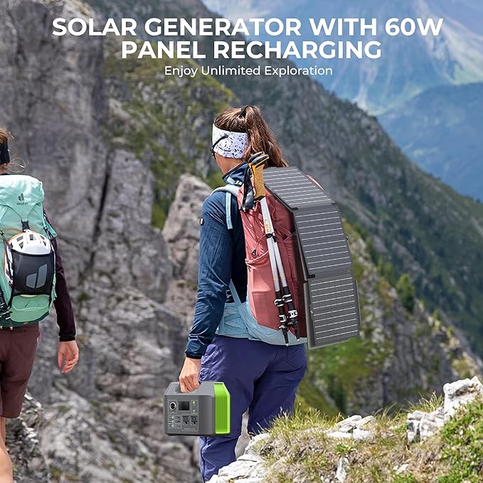 Portable Solar Generator, 300W Portable Power Station with Foldable 60W Solar Panel, 110V Pure Sine Wave 296Wh 80000mAh Lithium Battery Pack for Home Use RV Van Outdoor Camping-Panel included - Image 2