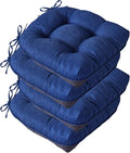 IASEAHK Chair Cushions for Dining Chairs, Seat Cushions for Kitchen Chairs, Indoor Seat Cushions with Ties, Tufted Foam Chair Pads, Non Slip Chair Cushions Set of 4, 15.5" x 15.5" x 4", Navy Blue by IASEAHK
