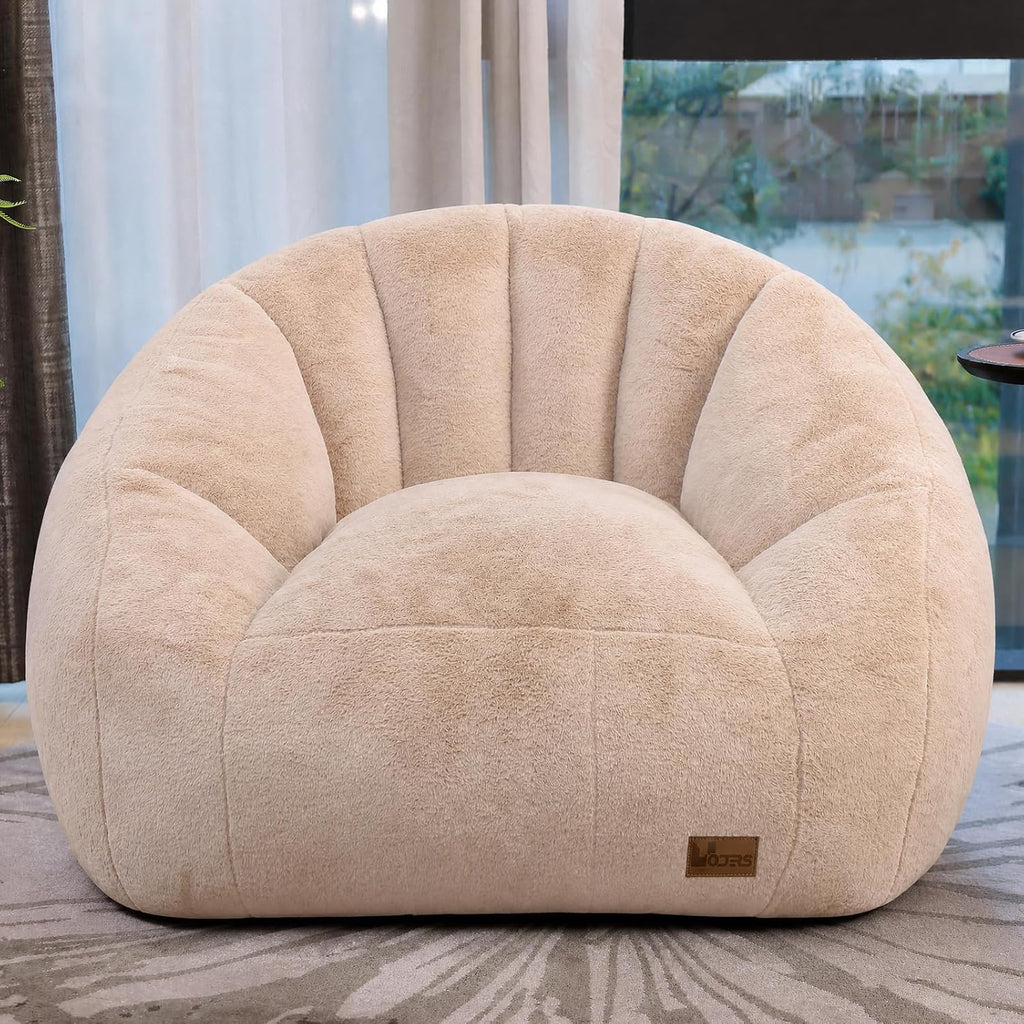 Giant Bean Bag Chair for Adults, Teens and Kids, Cozy Fluffy Corduroy Beanbag Chair with Filler, Large Floor Lounge Sofa for Living Room, Bedroom, Dorm, Gaming and Reading(XL-Brown) by UODERS