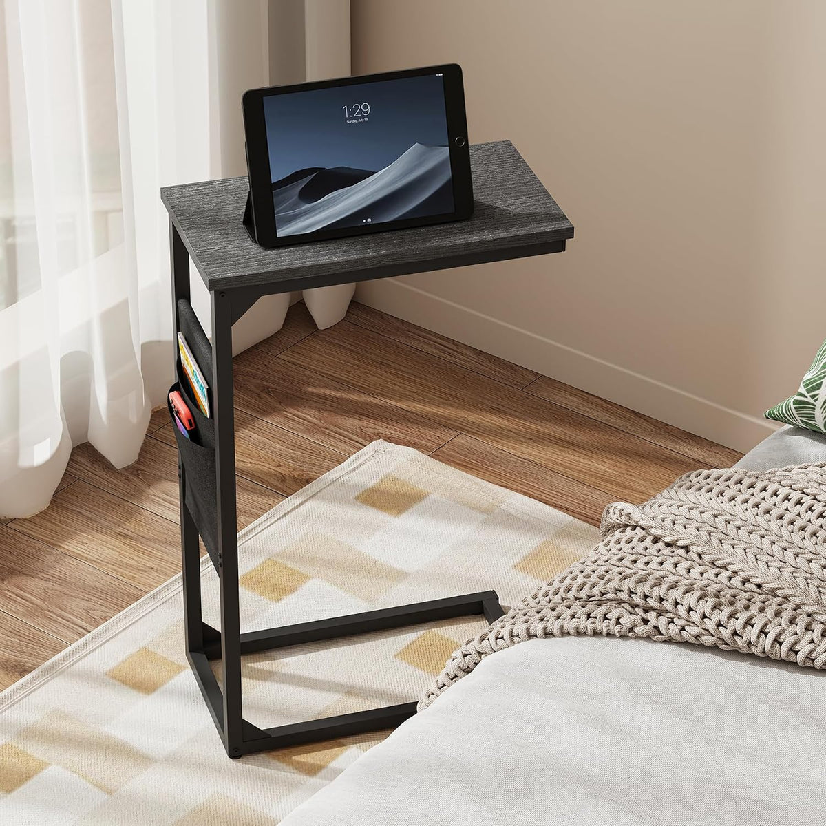 TUTOTAK C Shaped End Table, Side Table for Couch, Sofa Table - Image 4
