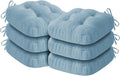 IASEAHK Chair Cushions for Dining Chairs, Dining Chair Cushions, Tufted Indoor Chair Pads with Ties & Non Slip Backing, Seat Cushions for Kitchen Chairs 16.5” x 16.5” x 3.5”, Set of 6, Light Blue by IASEAHK