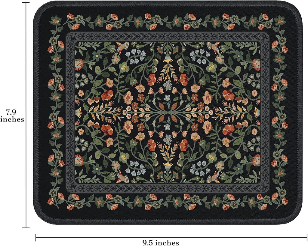 iCasso Aesthetic Small Mouse Pad, 9.5x7.9in,Home Office, Black Floral - Image 2