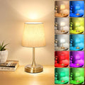 Wowag Small Cordless Table Lamp Rechargeable,5000mAh Battery Operated Desk Lamp,3 Colors & 7 RGB Stepless Dimmable,Touch Ambient Light for Bedside,Bedroom,Dining Room,Living Room,Gold,FlaxenShade by Wowag
