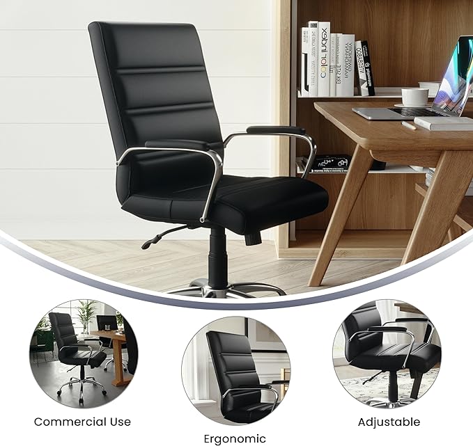 Flash Furniture Mid-Back Black LeatherSoft Executive Swivel Office Chair with Chrome Base and Arms - Image 5