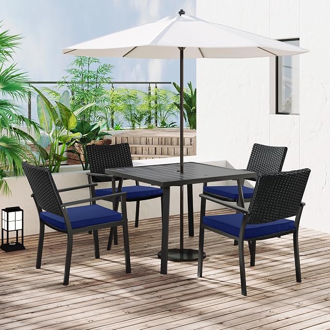 Outdoor Chair Cushions Set of 4, 19 x 19 x 3 Inch Seat Pads | Waterproof Patio Chair Cushions with Tie, Fade Resistant Cushions for Outdoor Furniture Garden Lawn, Navy Blue - Image 8