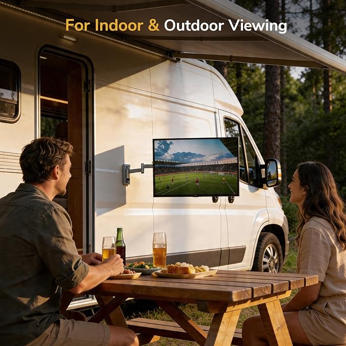 Mount-It! Lockable RV TV Mount for Camper, Trailer, Motorhome, Truck & Boat, Full Motion, Quick Release, Rust-Resistant Aluminum, Dual Wall Plates for Indoor & Outdoor, 19-43 TVs, 33 lbs, VESA 200x200 - Image 9