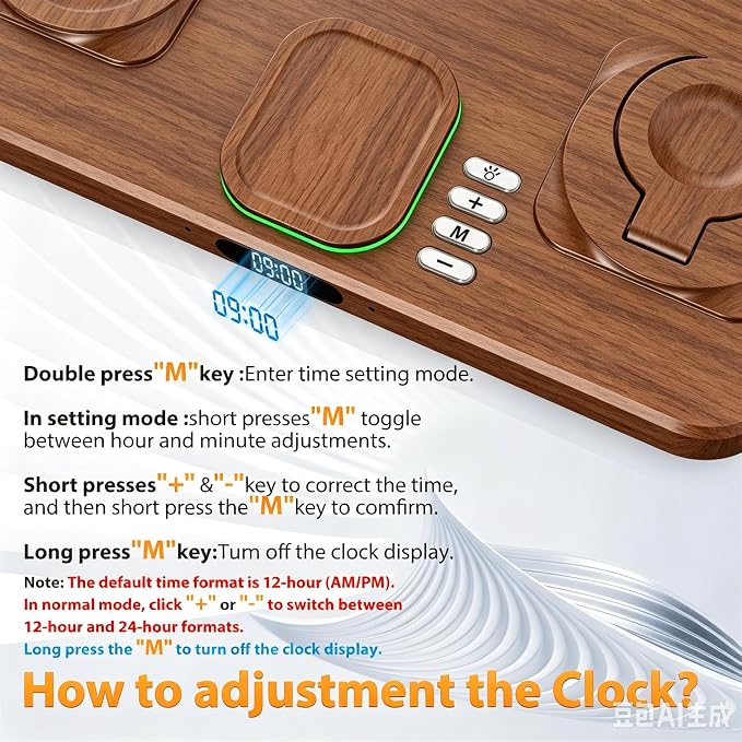 Wireless Charging Station for Apple Devices, Only for Apple Watch Charging | Included Type-C Cable for Tablet Charging, Foldable Wireless Charging Station, Cycling Ambient Lights, Time Clock Display - Image 5