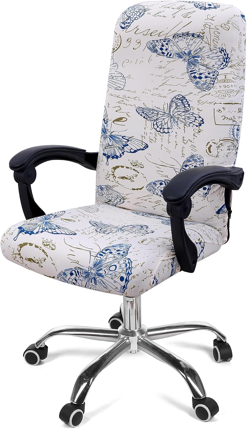 Smiry Stretch Printed Office Computer Desk Chair Covers, White by Smiry