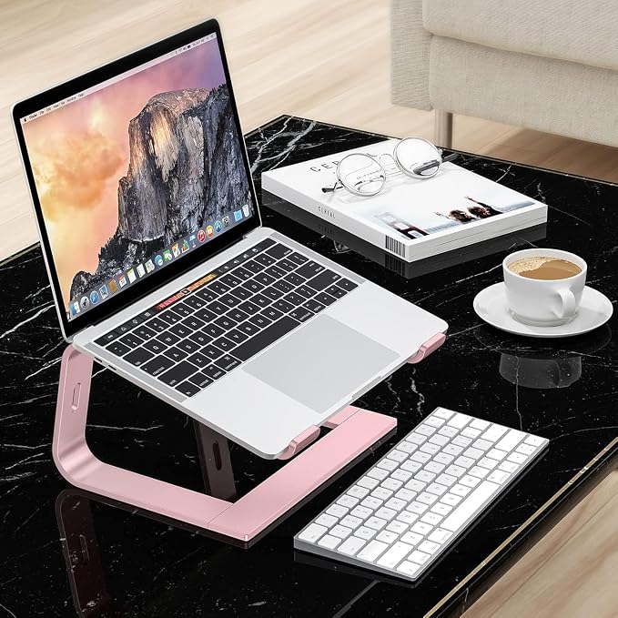 OMOTON Laptop Stand, Detachable Mount for MacBook Air/Pro Dell HP Rose Gold | 11-17" Laptop Holder for Desk, Notebook Computer Mount, Lightweight Cooling for Desk, Ergonomic Home Office - Image 8