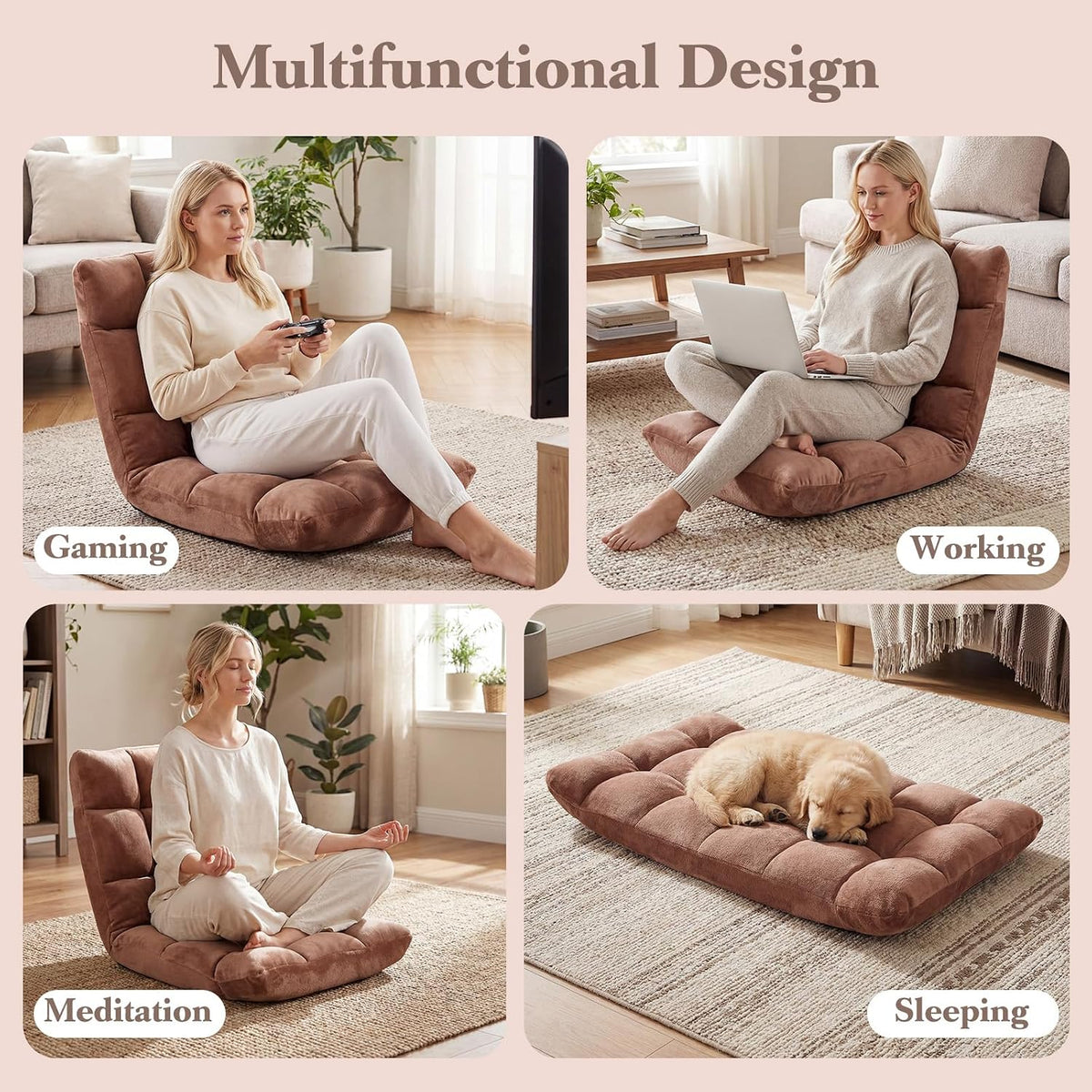 Memory Foam Floor Chair with 14-Poistion Adjustable Back Support - Image 8