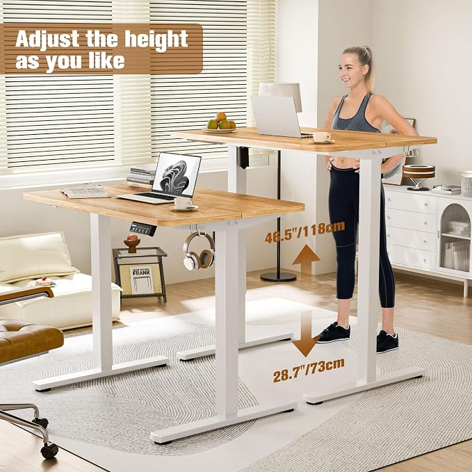 Small Standing Desk, 35"x24" Height Adjustable Sit-Stand for Home Office | Electric Adjustable Standing Desk, Sit to Stand Computer Office Desk with Splice Board, Memory Preset, Lifts 28.7''-46.5" - Image 4