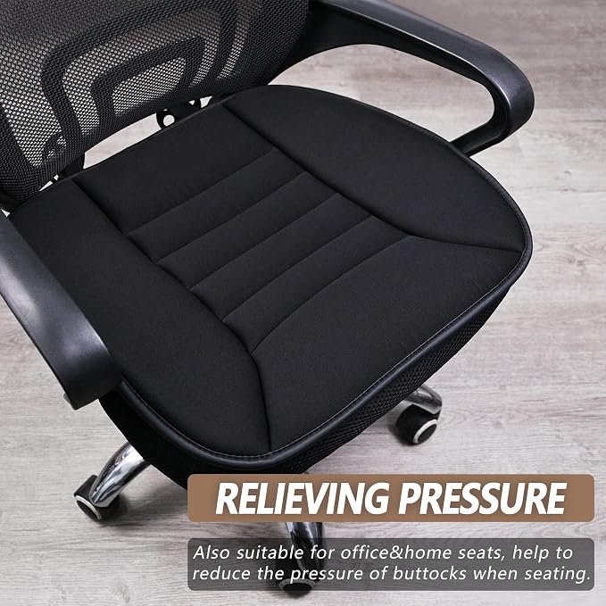 2PCS Car Seat Cushion Pad 1.2" Thick Comfort Seat Protector for Car Driver Seat Office Chair Home Use Memory Foam Seat Cushion with Non Slip Bottom, 20'' x 18.5'', Black - Image 6