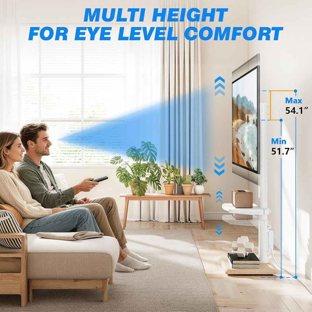 Rfiver Floor TV Stand with Power Outlet for 32-70 inch TVs up to 99 lbs, Swivel TV Mount Stand with Height Adjustment and Oak Wood Base for Bedroom, Office, Corner, Max VESA 400x400mm - Image 7
