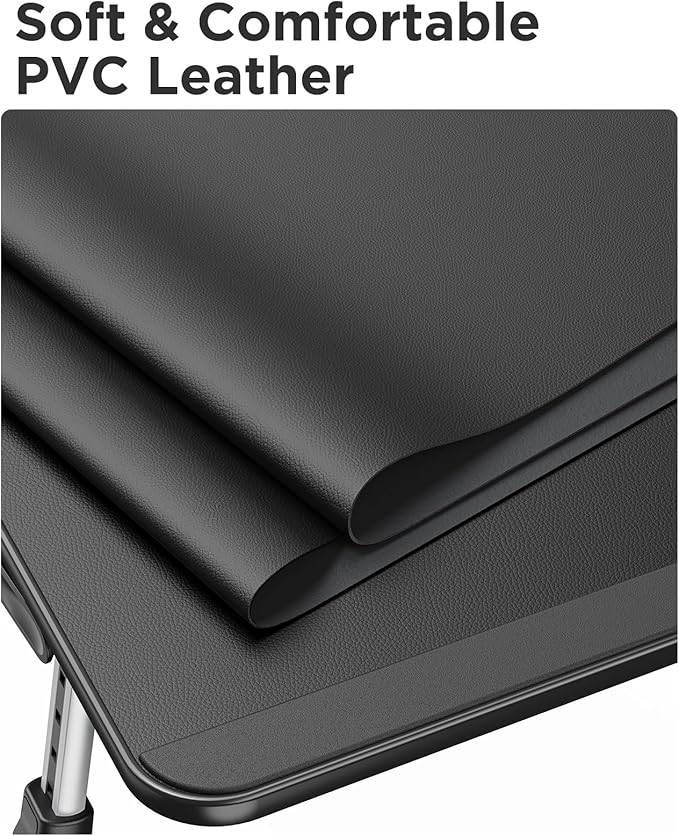 SAIJI Non-Slip Leather Laptop Bed Tray Table,Lap Desk with Laptop Stopper | Portable Height & Angle Adjustable Laptop Stand with Foldable Legs, Notebook Stand Reading Desk for Sofa Couch - Image 3