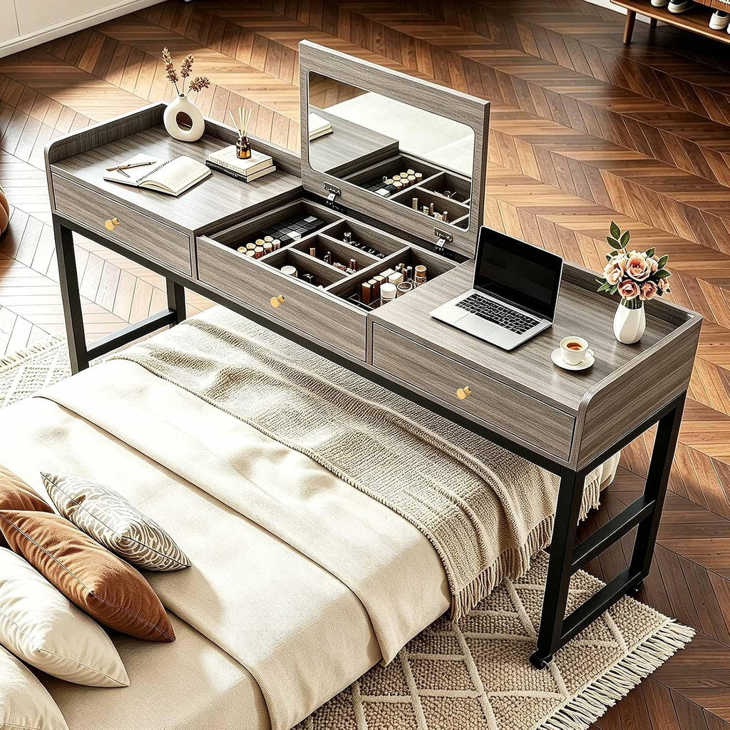 Overbed Table with Wheels, Rolling Bed Desk & Vanity Stand by LOXNJEX