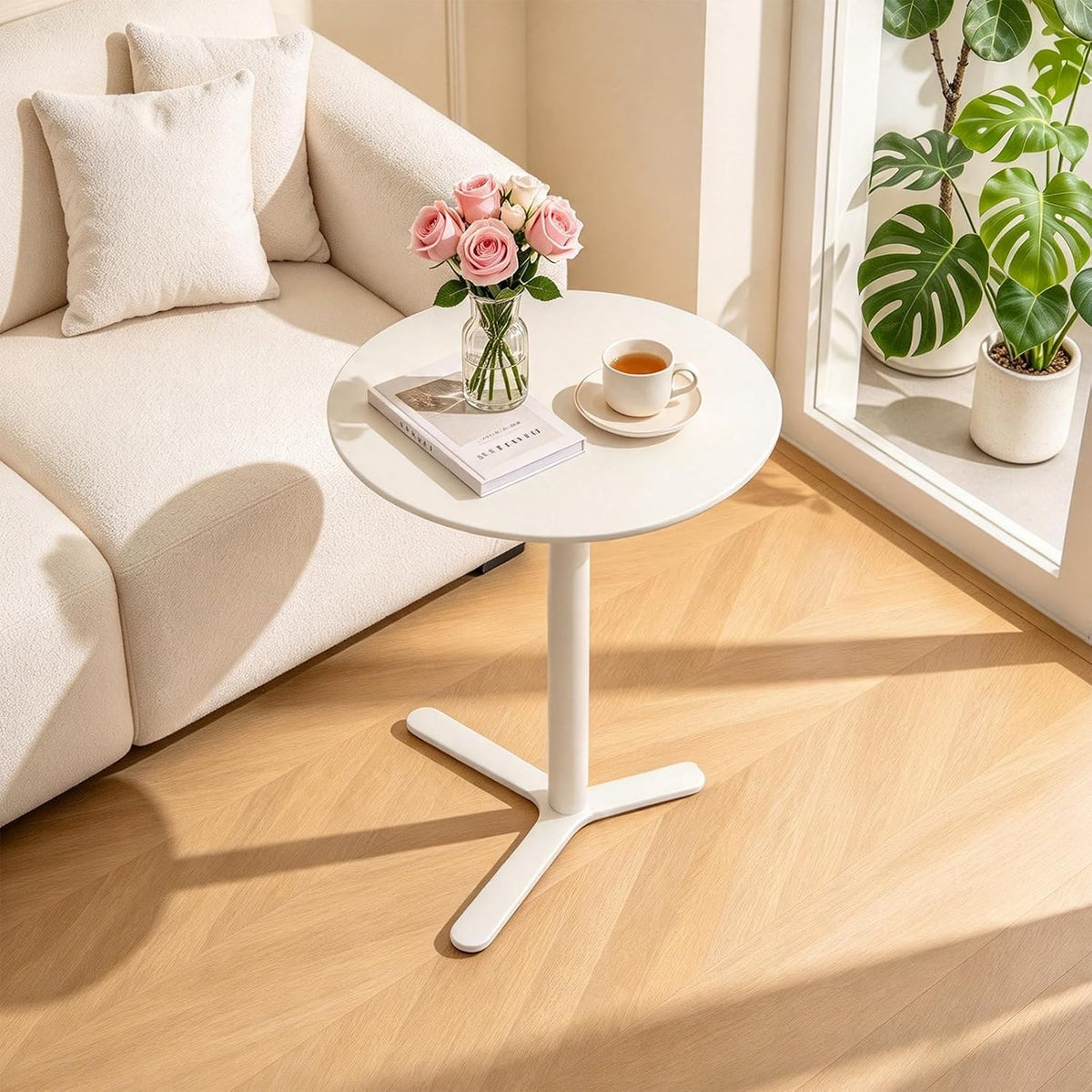 C Shaped End Table Small Round Side Table Living Room, Metal Coffee Table - Image 4