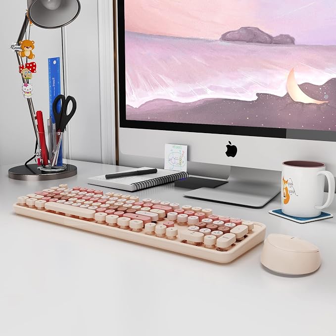 Wireless Keyboard and Mouse Cute Retro Typewriter for PC | Full Size With Number Pad & Mouse,Compatible With All Windows,Ideal For Windows,1600DPI,Computer, PC, Notebook, Laptop - Image 8