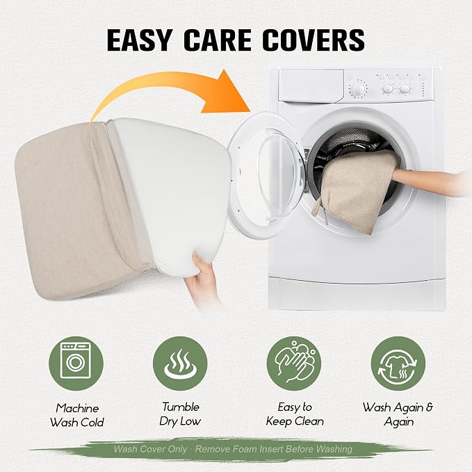 kingphenix Chair Cushions for Dining Chairs, Set of 6, 2.5 Inches Thick | High-Density Foam Kitchen Chair Cushions with Ties, Non-Slip Bottom and Removable Machine-Washable Covers, 17 x 16 in, Beige - Image 4