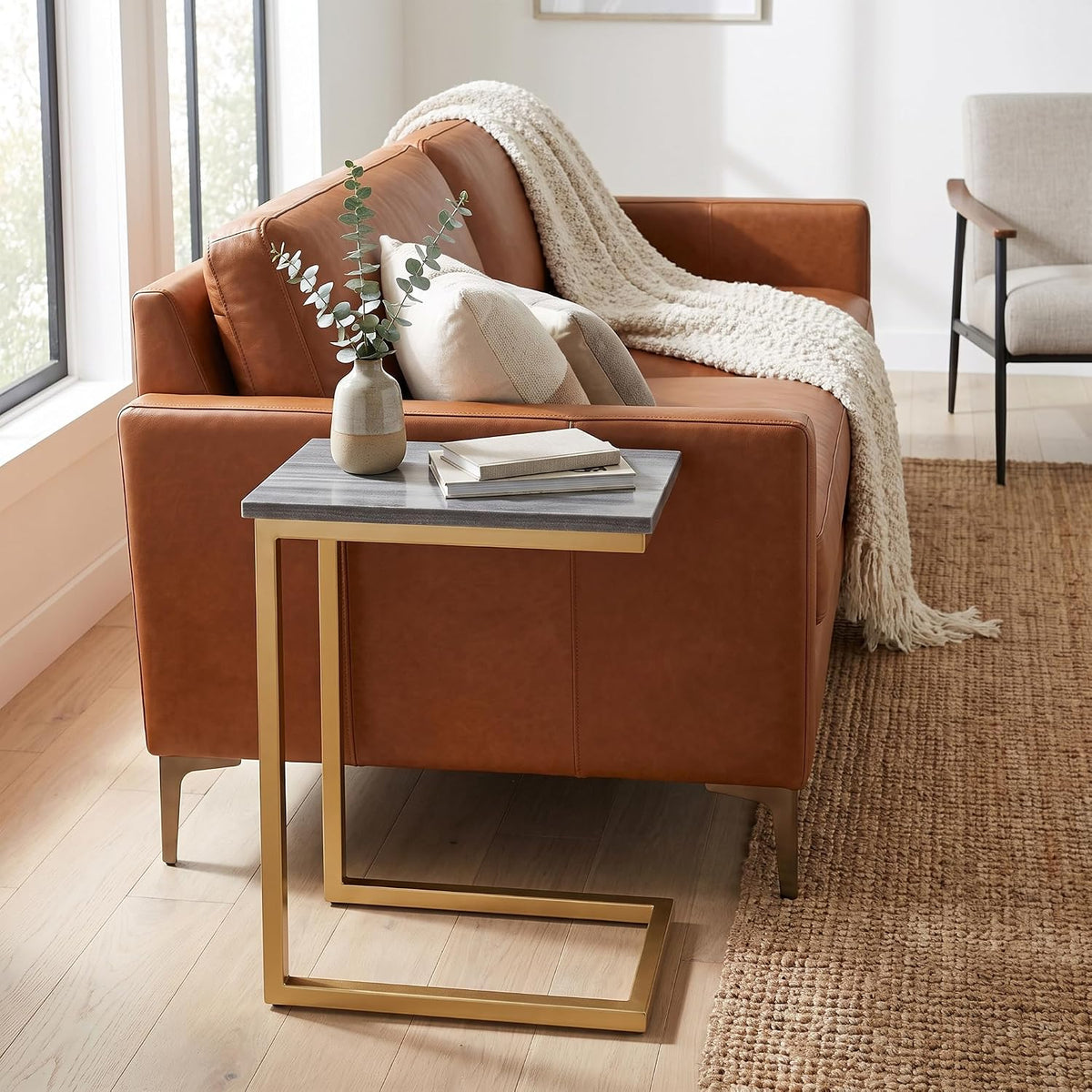 SIMPLIHOME Skyler 10" Wide C-Side Table in Gold/Black - Image 2