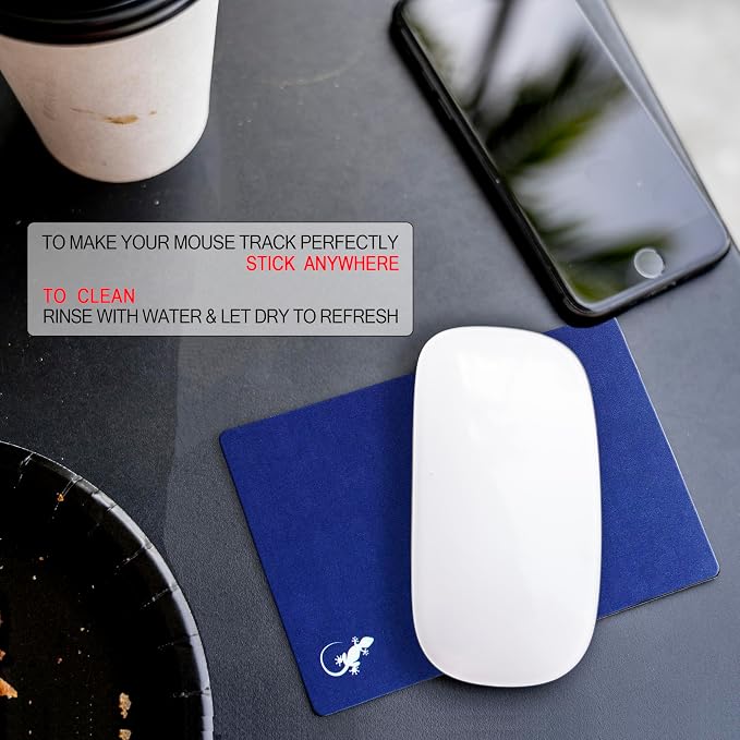 Mouse Pad Adhesive Bottom - Sticks to Any Surface - Portable - Webcam Covers and Screen Cleaner Included (Navy) - Image 6