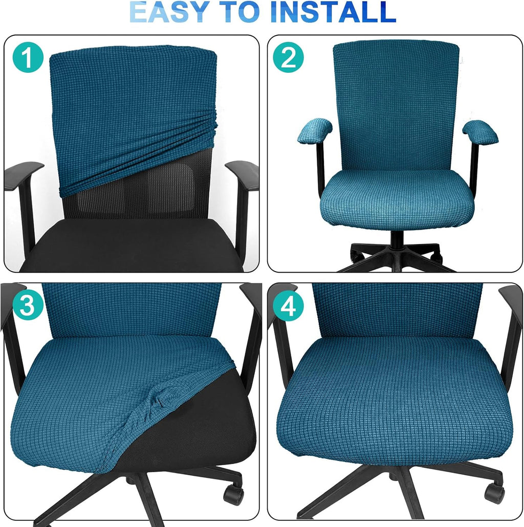 4 Pcs Office Chair Covers Stretchable Armrest Seat,XL,Emerald Green - Image 6