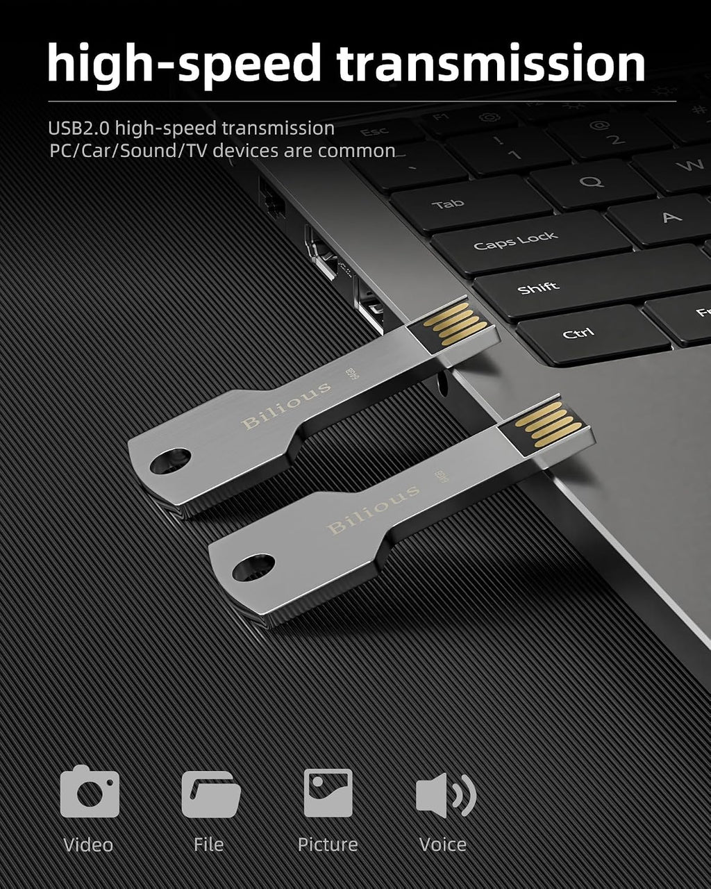 Bilious Custom Personalized USB Keychain Flash Drive 10Pack 4GB/8GB/16GB/32GB/64GB/128GB/256GB, Metal Style Thumb Drive Portable Memory Stick, Waterproof Jump Pen Drive for Storage and Backup - Image 3