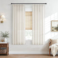 Hokibero Natural Pinch Pleated Linen Curtains 58 Inch Long for Living Room | Ivory Light Filtering Semi Sheer Curtain,Back Tab Hooks Rings,Farmhouse Textured Privacy Drapes for Bedroom Window,2 Panels by Hokibero