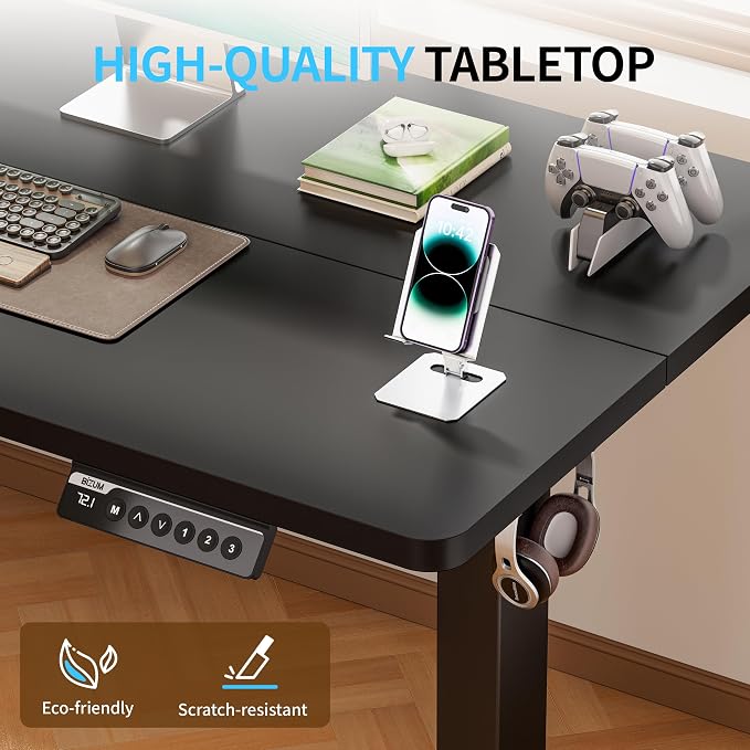 BIZUM Electric Standing Desk, 55" x 24" Height Adjustable Desk, Black Sit to Stand Desk Memory Gaming Computer Workstation for Home Office - Image 8