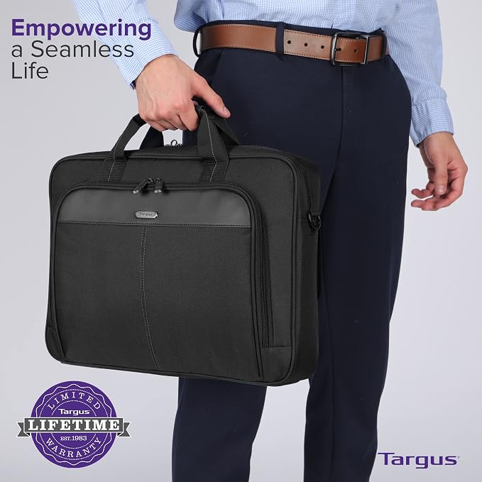 Targus 15-16 Inch Slim Lightweight Laptop Briefcase, Black - Messenger and Shoulder Bag with Padded Compartment and Trolley Strap for 16" Laptops (TCT027US) (Pack of 5) - Image 8