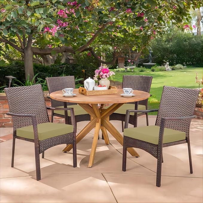HARBOREST Outdoor Chair Cushions Set of 4, Water Resistant Patio Chair Cushions with Ties, Square Corner Outdoor Seat Cushions for Patio Furniture, 18.5"x16"x3", Khaki - Image 7