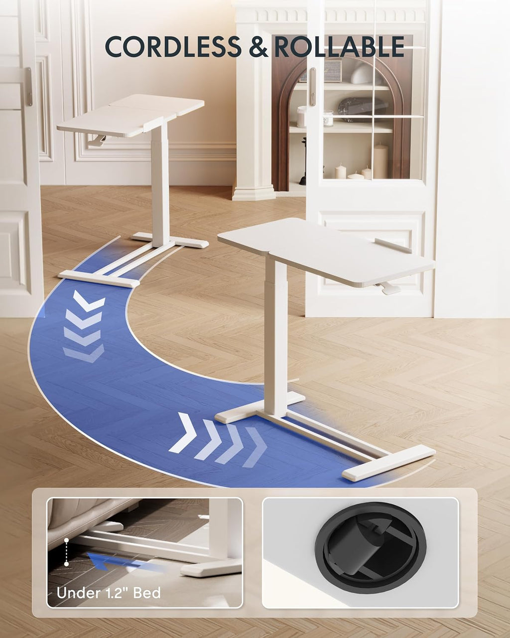 FLEXISPOT 32" Gas Spring C Table with Split Tilting Top,Mobile Side Table - Image 6