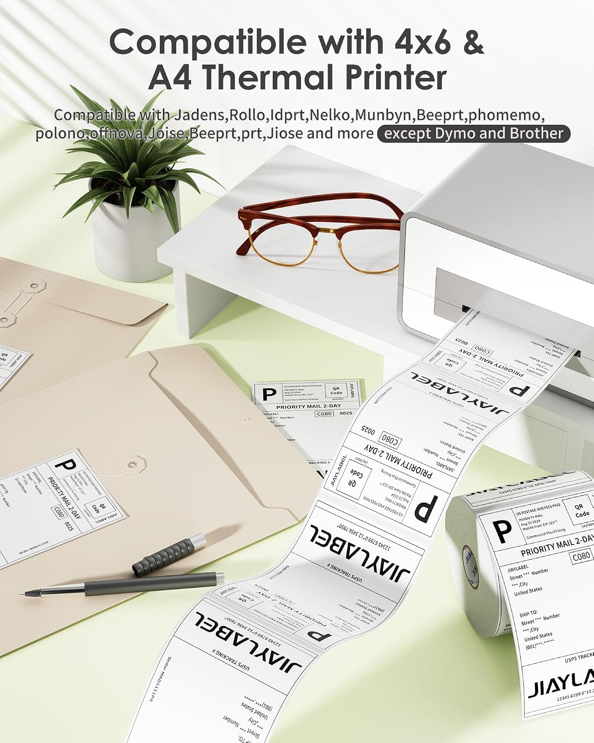 4x6 Thermal Mailing Labels for Direct Thermal Label Printer Shipping Sticker Paper for Address Postage, 250 Labels/Roll, 4 Rolls, Total 1000PCS - Image 4