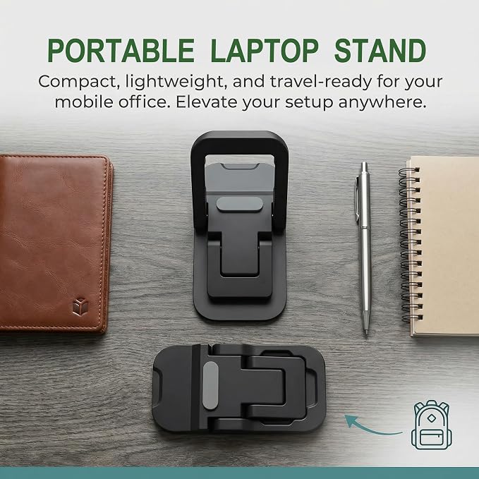 2PCS Laptop Stand, Portable Laptop Cooling Pad, Foldable Metal Keyboard Stand, Mini Keyboard Pillar (Black,Two Gears) - Image 4
