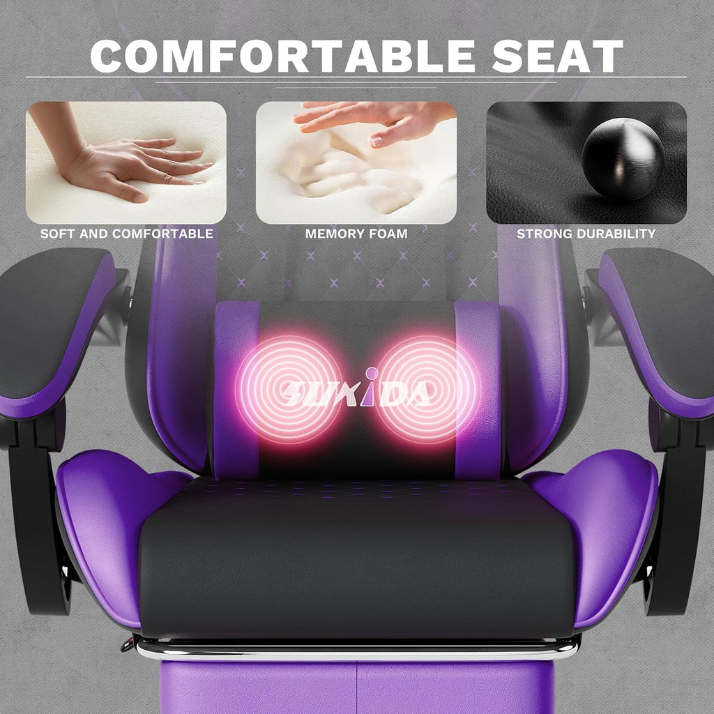 Ergonomic Video Gamer Chairs Gaming Computer Chair Gamer Chairs for Adults Massage Lumbar Support Swivel Height Adjustable Headrest Backrest - Image 6