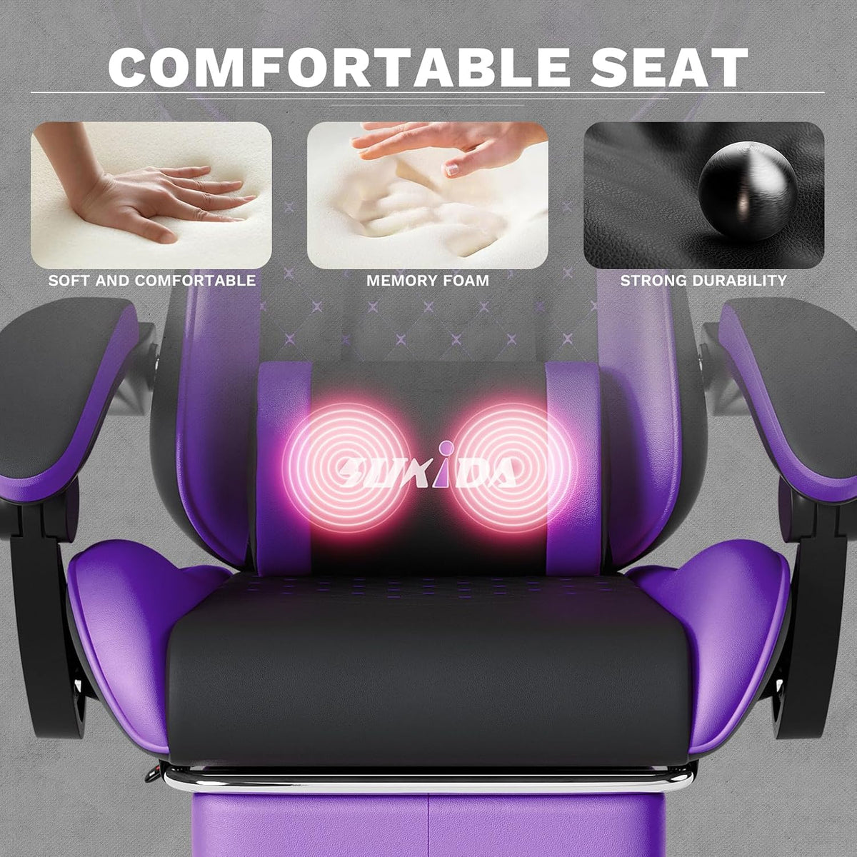 Ergonomic Video Gamer Chairs Gaming Computer Chair Gamer Chairs for Adults Massage Lumbar Support Swivel Height Adjustable Headrest Backrest - Image 6