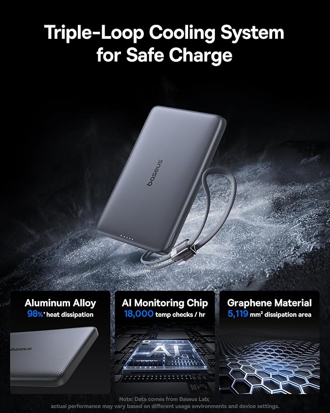 Baseus Picogo Qi2 15W Magsafe Portable Charger, 0.5" Ultra Slim 10000mAh Wireless Power Bank with 27W Built-in USB-C Cable, Magnetic Battery Pack for iPhone 17 Pro Max/17 Pro/Air/16/15/14/13/12 | 10000mAh Wireless Power Bank, 27W Fast Charging Magnetic... - Image 4