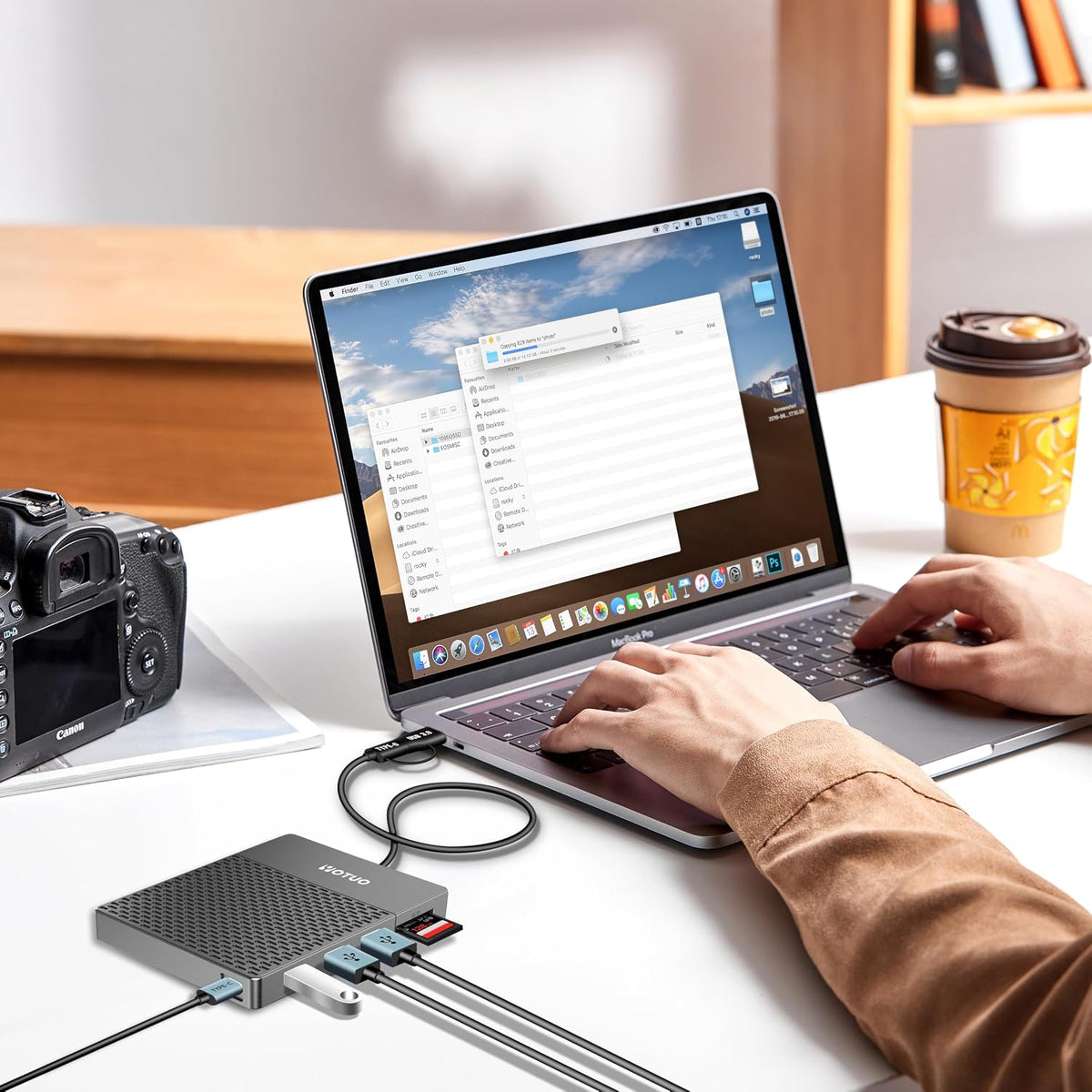 YOTUO Docking Station External Hard Drive Storage, USB-C Hub + HDD 7-in-1, USB 3.0, SD/TF Card, HDD for Windows, Mac, Android, TV, iOS (iPhone 15/16/17), Phone, Laptop, Desktop, PC (Space Black, 1TB) - Image 6