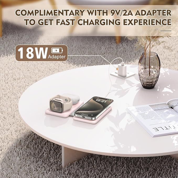 3 in 1 Wireless Charging Station for iPhone 17 16 15 14 13 12 Pro Max Plus – Foldable Magnetic Charger Pad for Apple Watch Series & AirPods – Fast Wireless Charging Dock for Travel & Home - Image 6