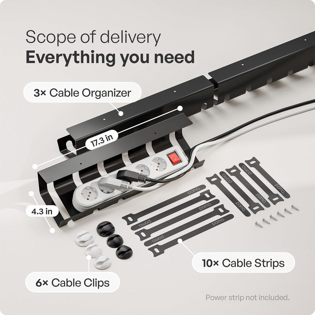 PAMO Cable Management Under Desk, Set of 3 - Black - Image 3