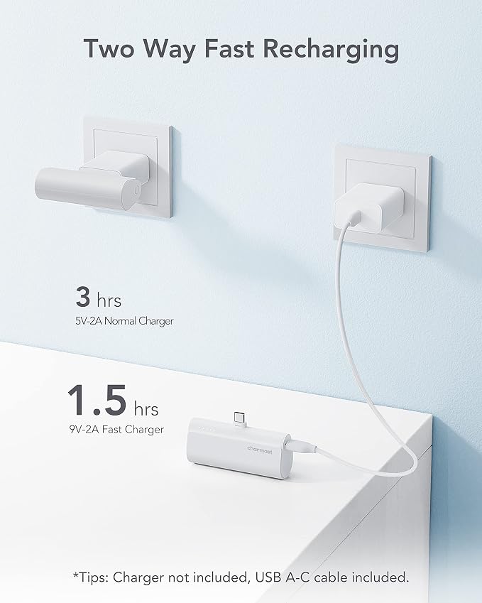 charmast Mini Portable Charger USB-C Connector, 5000mAh Small Power Bank | Lipstick-Size Battery Pack for iPhone 17/16/15 Samsung Android, Lightweight, Purse Ready, Direct Plug-in, 20W Fast Charging - Image 9