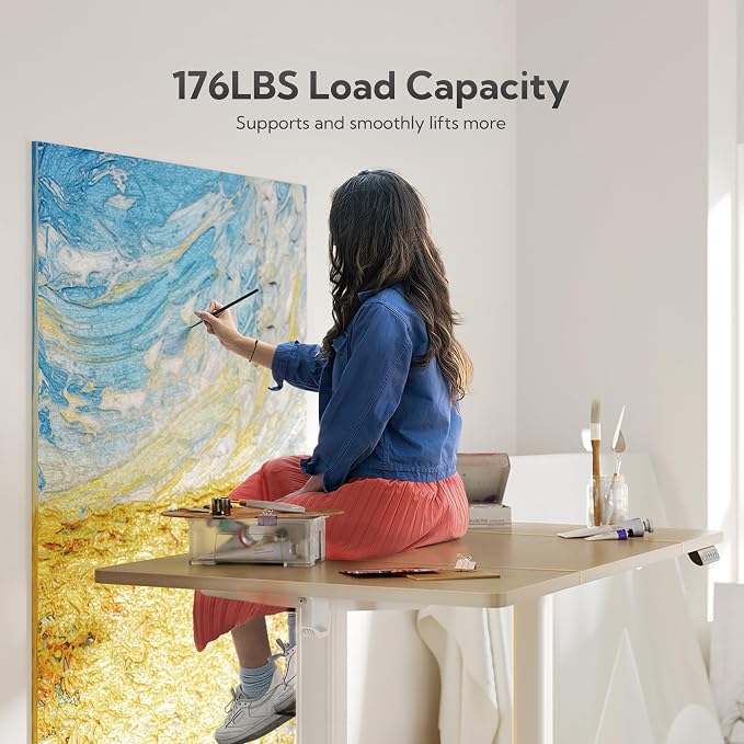 Claiks Electric Height Adjustable Standing Desk, 63x24 Inch, Nature | Smooth Height Adjustment, 3 Memory Presets, Cable Management Hub&Hook, Stable Steel Frame, 176lbs Capacity, Easy Assembly - Image 5