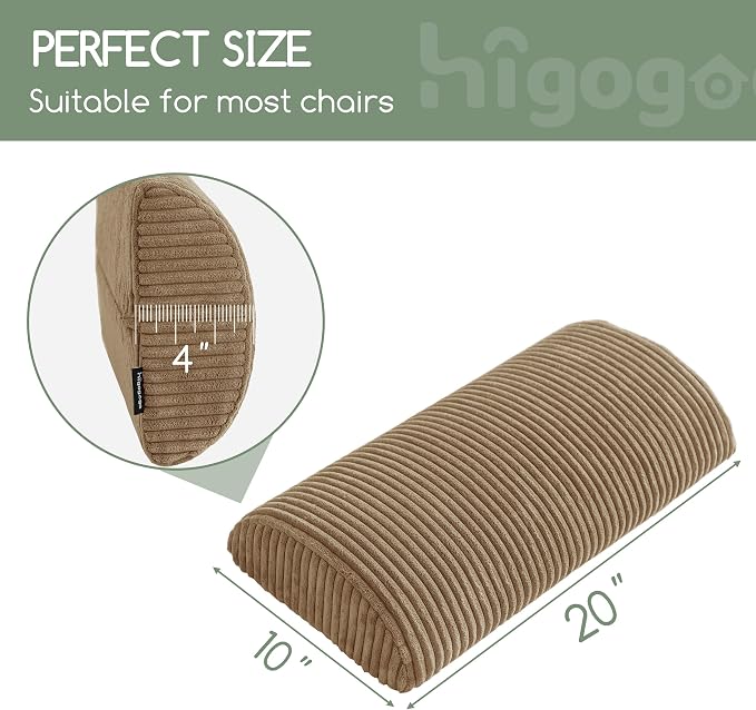 HIGOGOGO Lumbar Support Pillow for Recliner Chair/Accent Chair/Couch, Memory Foam Back Support Cushion for Elderly, Recliner Cushions for Back Rest, Pain Relief, Reading, Washable Cover, Coffee - Image 2