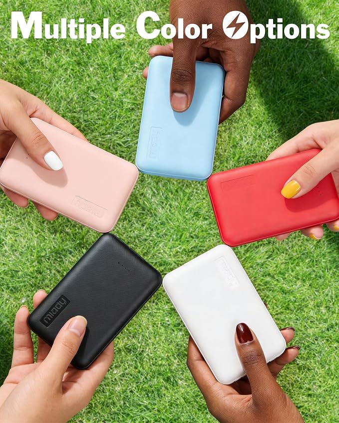 Miady 2-Pack Small Portable Charger 5000mAh Power Bank Travel Battery Pack | Dual USB丨Lightweight丨2 Outputs丨for Backpack丨Compatible with iPhone Galaxy Android etc丨Flight-Safe丨18.5Wh丨Black+White - Image 3