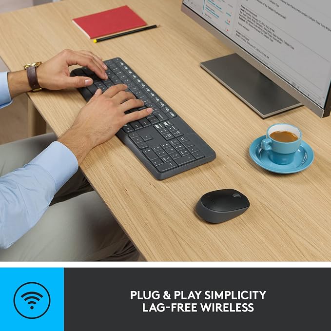 Logitech MK235 Full Size Wireless Keyboard and Mouse Combo | Full size keyboard with spill-resistant design, compact ambidextrous mouse, connect via single included USB-A Nano Receiver - Image 4