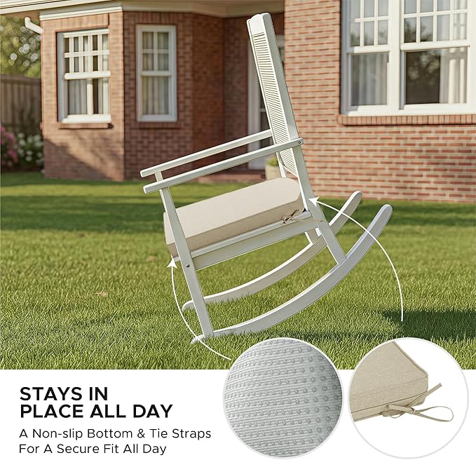Outdoor Chair Cushions, D Shaped, Set of 6, 18.5 x 16 Inch, Beige | Fade-Resistant, Water-Resistant, Patio Furniture Seat Chair Pads Replacement, Non-Slip Bottom with Ties, Removable Cover - Image 6
