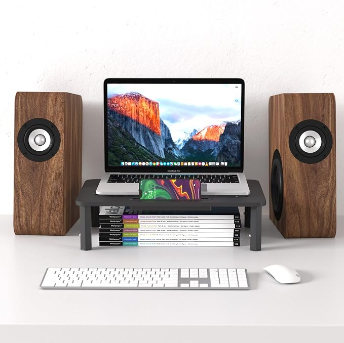 EVOOMI Back Saver Monitor Stand for Desk - 2 Pack Monitor Riser - Anti-Skid HD Hexagonal Steel Computer Stand - Free Cable Ties - Mesh Metal Computer Item Stand - Printer & iMac - Image 7