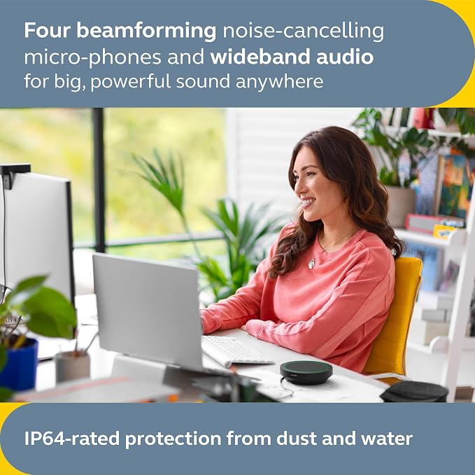 Jabra Speak2 40 Portable Speakerphone - 4 Noise-Cancelling Mics, Full-Range 50mm Portable Speaker, Wideband Audio and USB-A and USB-C Connections - Certified for Zoom and Google Meet - Dark Grey - Image 5