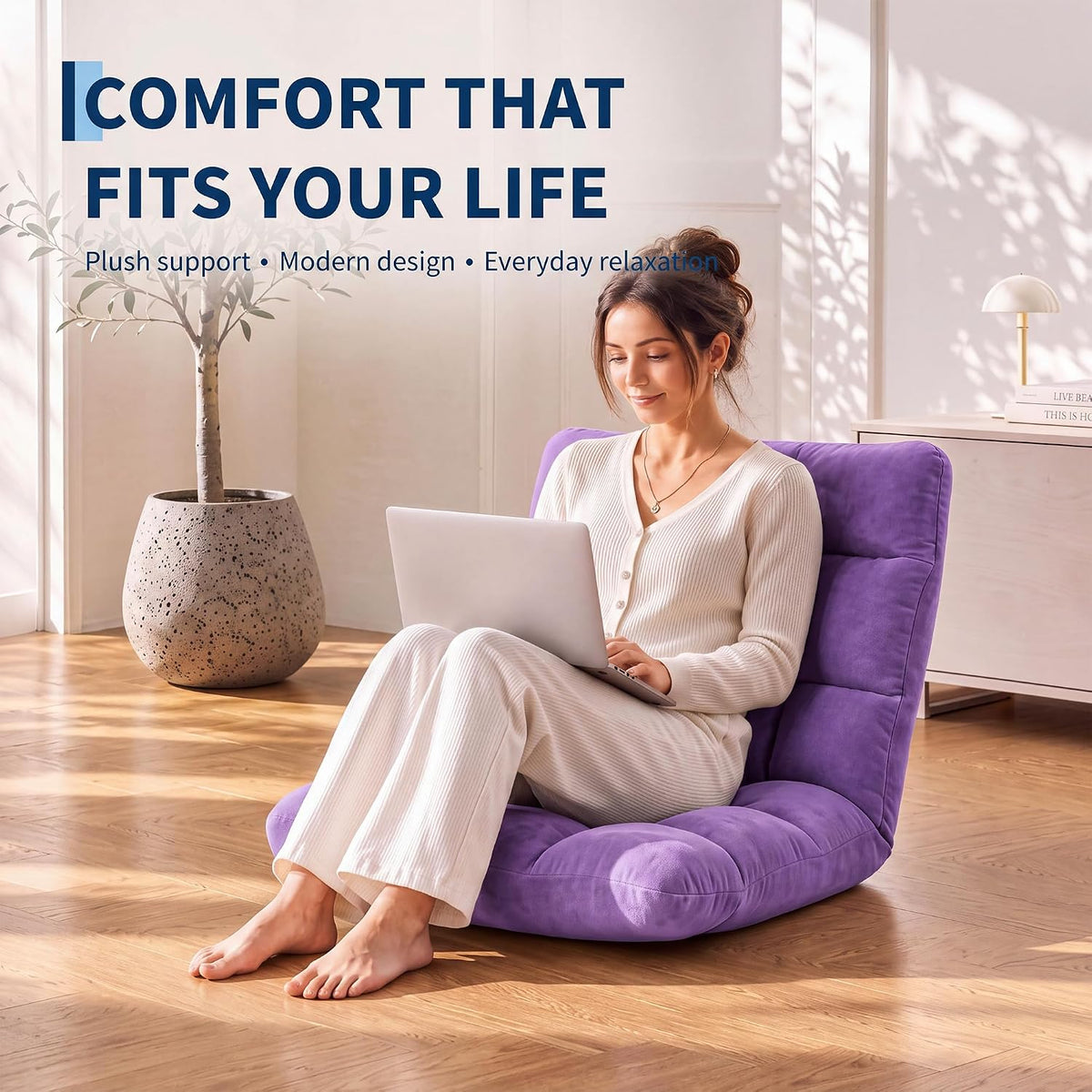 Garvee Folding Floor Chair with Back Support, 14 Adjustable Position - Image 7