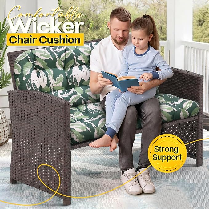 MAGIC ELEPHANT Outdoor Bench Cushion, Memory Foam Loveseat Cushion for Patio Furniture Wicker Chair, Settee Porch Swing Seat Cushion, 44 x 19 Inches (Forest Green Tulip) - Image 7
